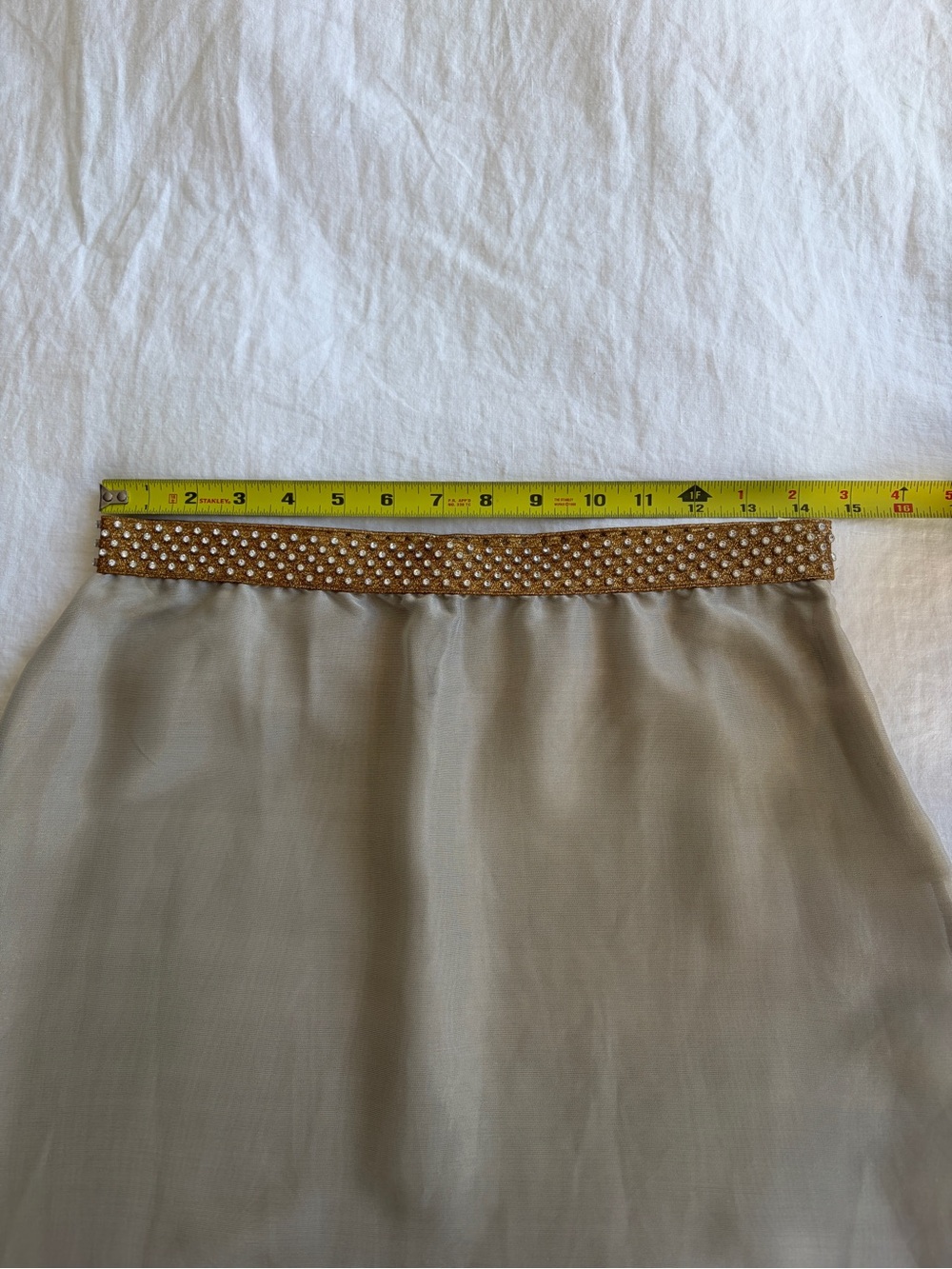 Miu Miu SS 2000 Crystal Embellished Silk Sheer Pencil Skirt Gray Silver Gold - Picture 13 of 14